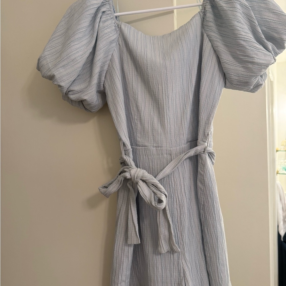 Elegant Puff Sleeve romper in baby blue